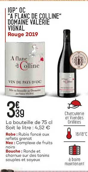 Igp Oc "à Flanc De Colline" Domaine Valérie Vignal Rouge 2019