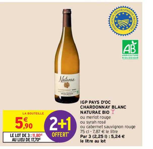 Igp Pays D'oc Chardonnay Blanc Naturae Bio