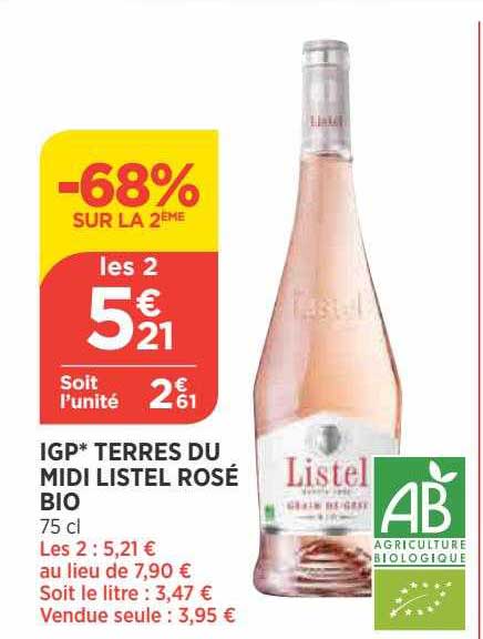 Igp Terres Du Midi Listel Rosé Bio