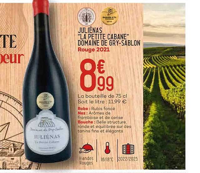 juliénas "la petite cabane" domaine de gry-sablon rouge 2021