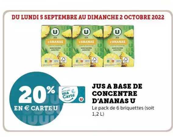 jus à base de concentré d'ananas u