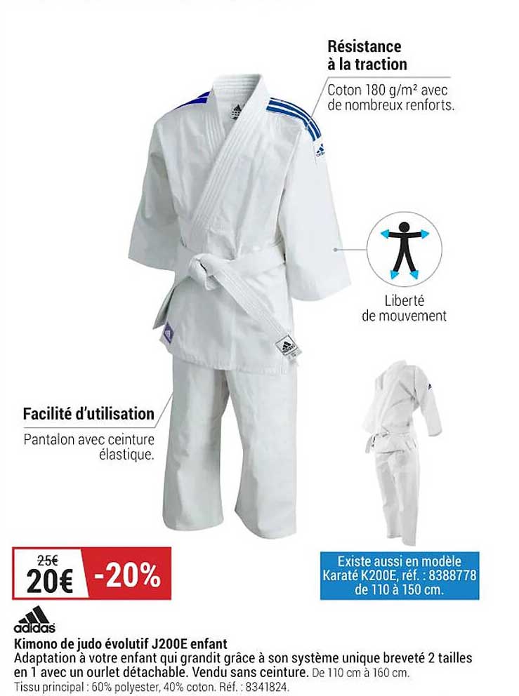 kimono de judo évolutif j200e enfant adidas