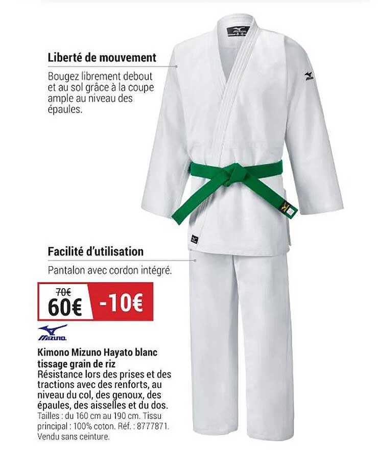 kimono mizuno hayato blanc tissage grain de riz