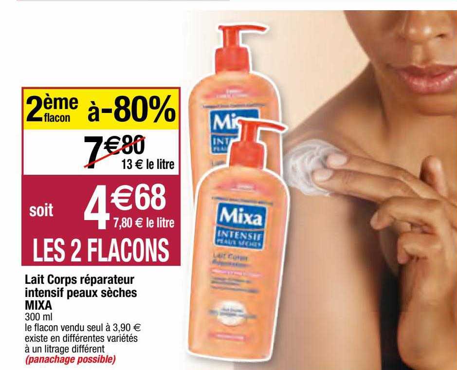 lait corps réparateur intensif peaux sèches mixa