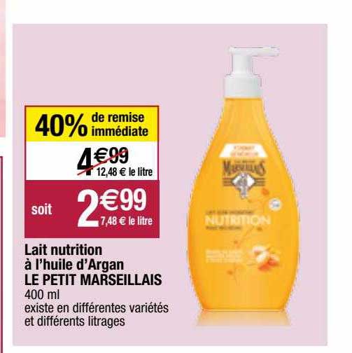 lait nutrition à l'huile d'argan le petit marseillais
