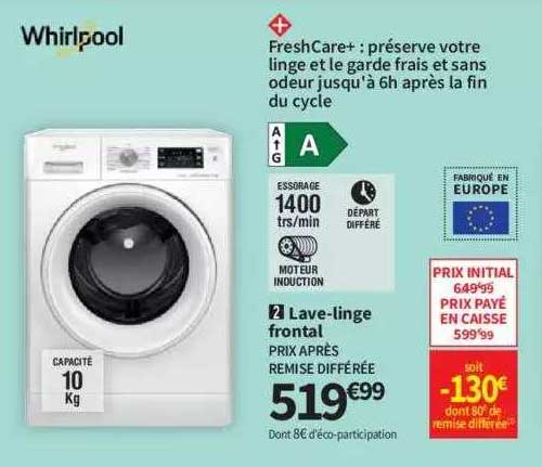 lave-linge frontal whirlpool