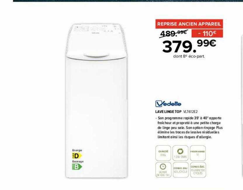 Lave Linge Top Vedette