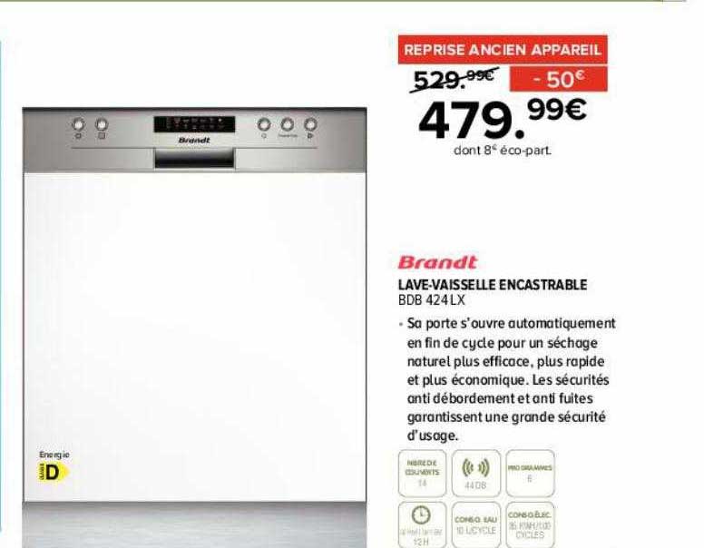 Lave-vaisselle Encastrable Brandt