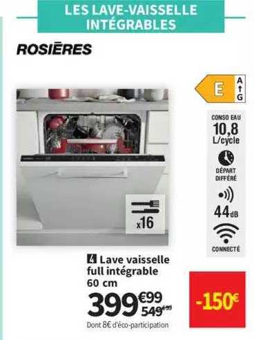 lave vaisselle full intégrable 60 cm rosières