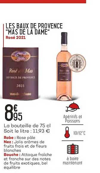 les baux de provence "mas de la dame" rosé 2021