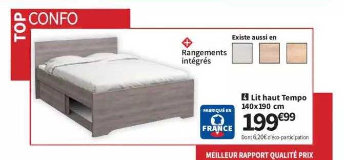 Lit Haut Tempo 140 X 190 Cm
