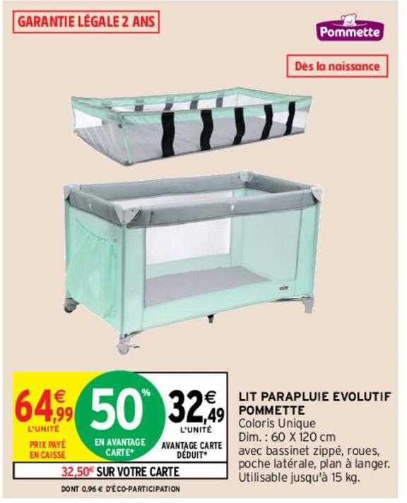 lit parapluie evolutif pommette