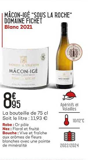 mâcon-igé "sous la roche" domaine fichet blanc 2021