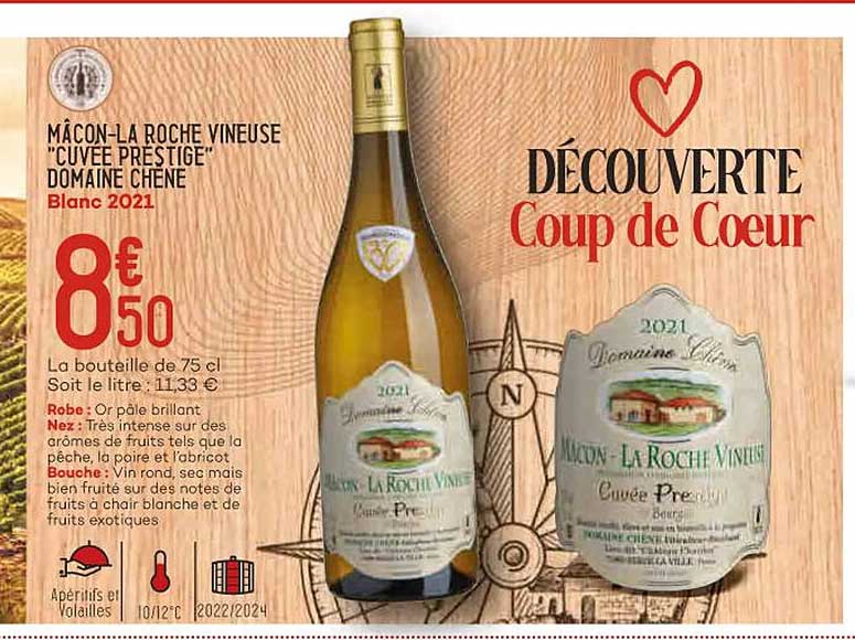 mâcon-la roche vineuse "cuvée prestige" domaine chêne blanc 2021