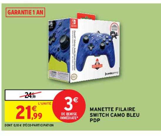 manette filaire switch camo bleu pdp