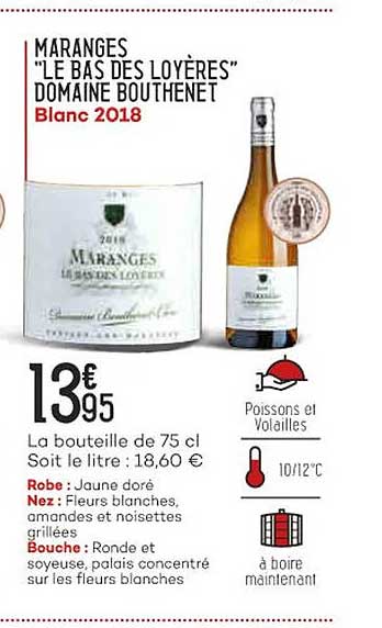 maranges "le bas des loyères" domaine bouthenet blanc 2018
