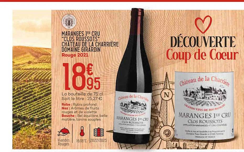 maranges 1er cru "clos roussots" château de la charrière domaine girardin rouge 2021