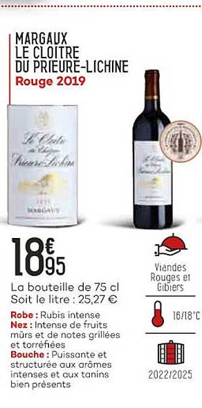 margaux le cloitre du prieure-lichine rouge 2019