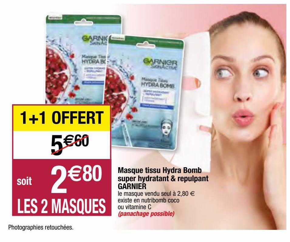masque tissu hydra bomb super hydratant & repulpant garnier