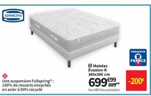Matelas évasion-r 140 X 190 Cm Simmons