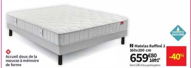 matelas raffiné 2 160 x 220 cm
