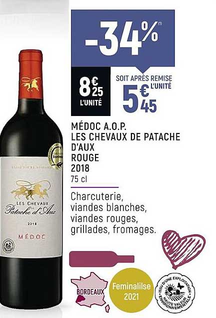 médoc a.o.p. les chevaux de patache d'aux rouge 2018