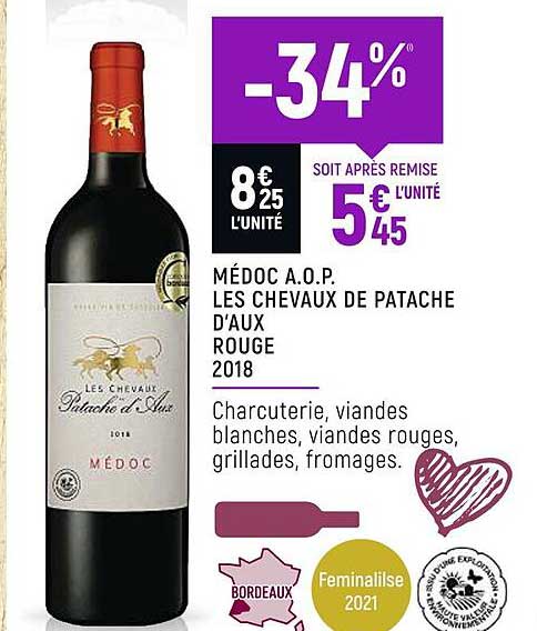 médoc a.o.p. les chevaux de patache d'aux rouge 2018
