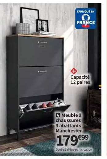 meuble à chaussures 3 abattants manchester