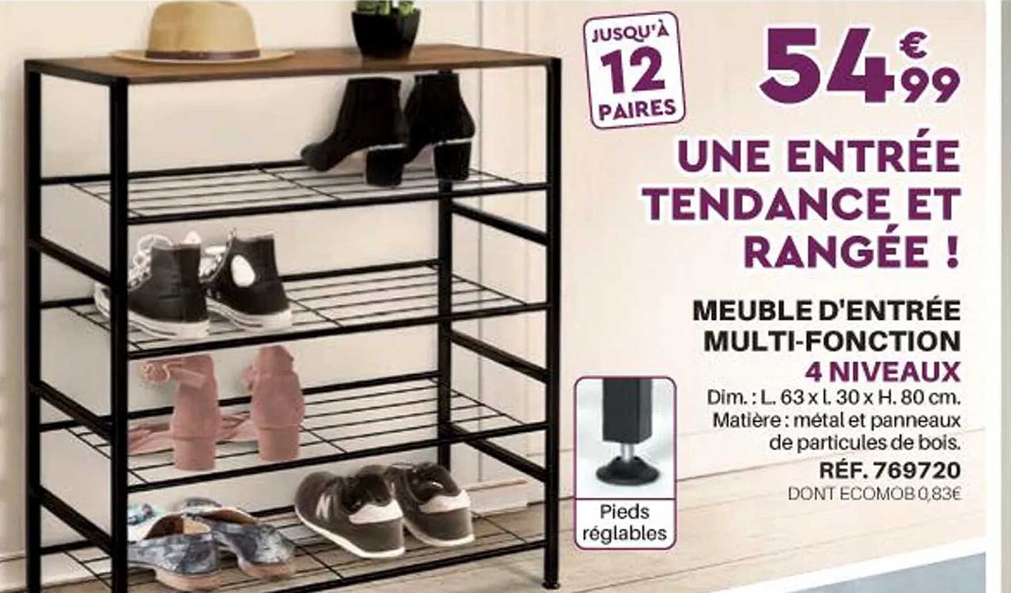meuble d'entrée multifonction 4 niveaux