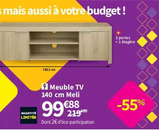 meuble tv 140 cm meli