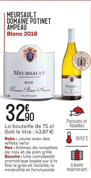 Meursault Domaine Potinet Ampeau Blanc 2018