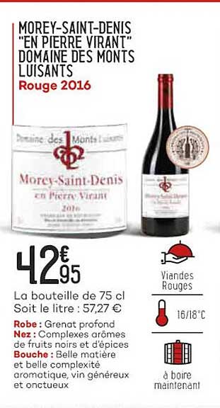 morey-saint-denis "en pierre virant" domaine des monts luisants rouge 2016