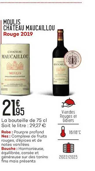 moulis château maucaillou rouge 2019