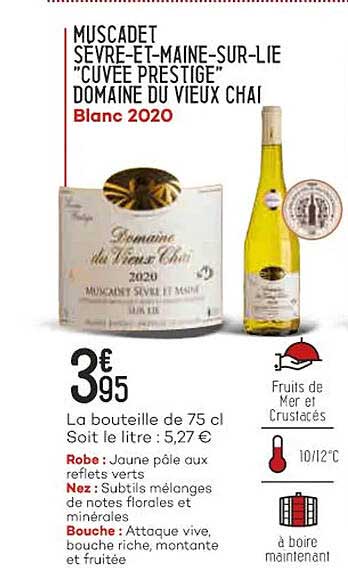 muscadet sèvre-et-maine-sur-lie "cuvée prestige" domaine du vieux chai blanc 2020