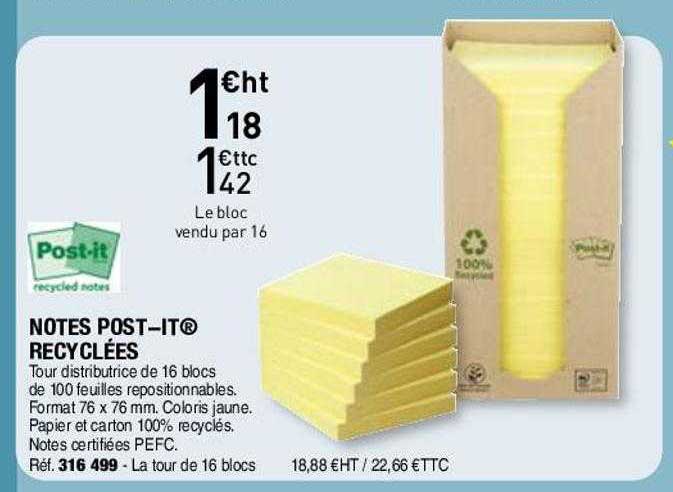 notes post-it recyclées