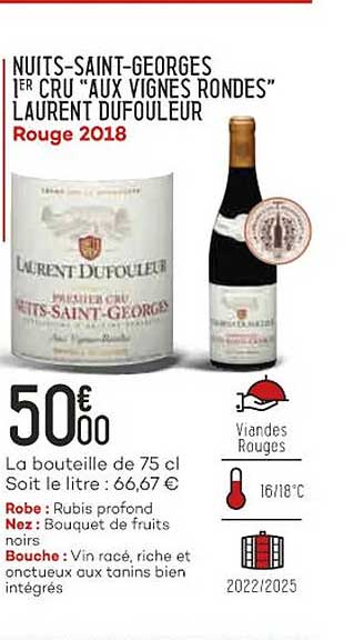 nuits-saint-georges 1er cru "aux vignes rondes" laurent dufouleur rouge 2018
