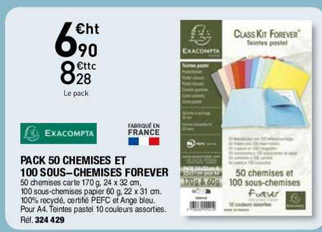 pack 50 chemises et 100 sous-chemises forever exacompta