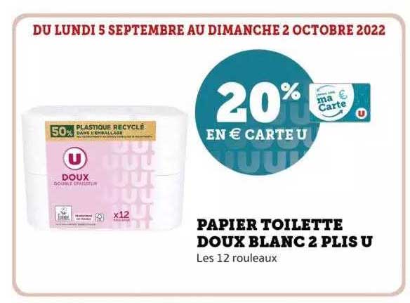 papier toilette doux blanc 2 plis u