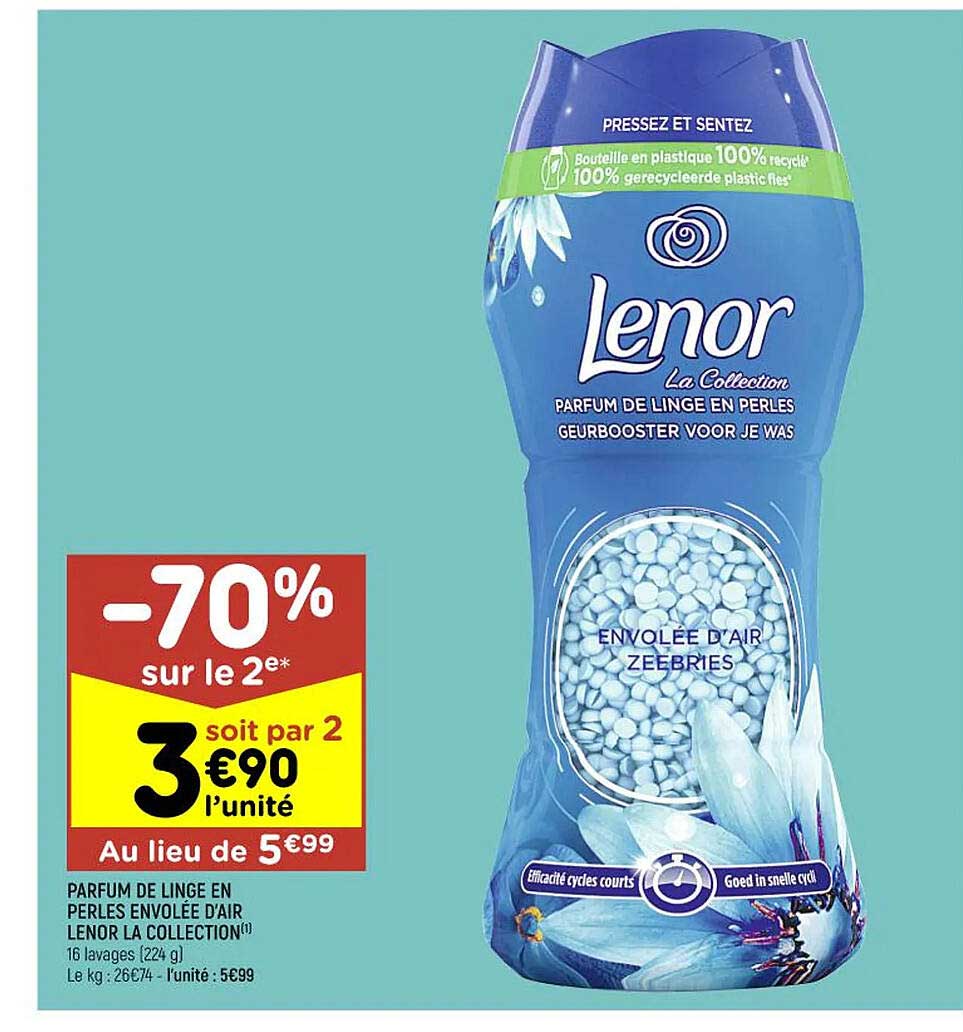 parfum de linge en perle envolée d'air lenor la collection
