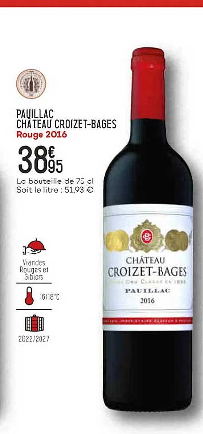 pauillac château croizet-bages rouge 2016