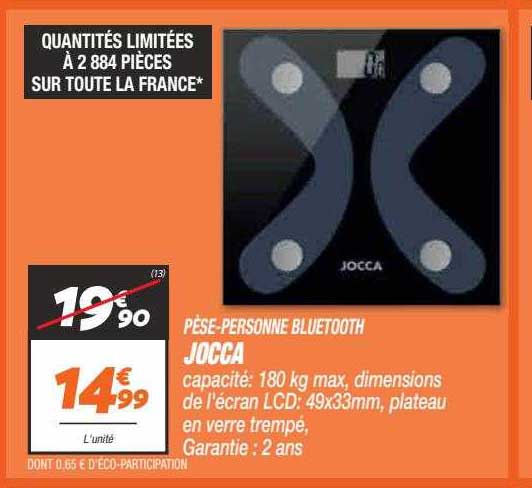 pèse-personne bluetooth jocca