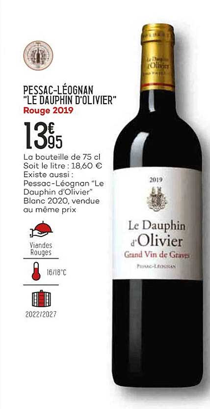 pessac-léognan "le dauphin d'olivier" rouge 2019