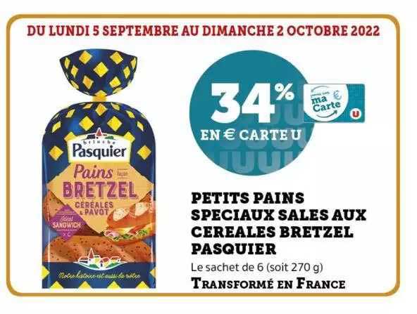 petits pains spéciaux salés aux céréales bretzel pasquier