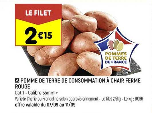 Pomme De Terre De Consommation à Chair Ferme Rouge