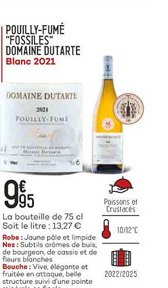 pouilly-fumé "fossilles" domaine dutarte blanc 2021