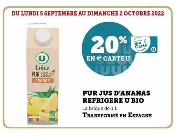 pur jus d'ananas réfrigéré u bio
