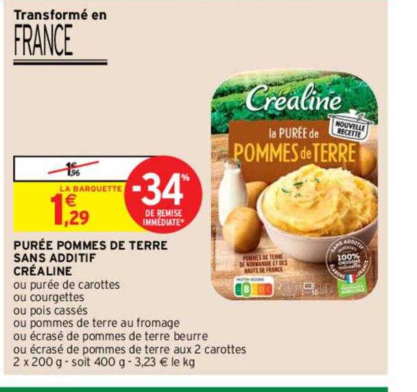 purée pommes de terre sans additif créaline