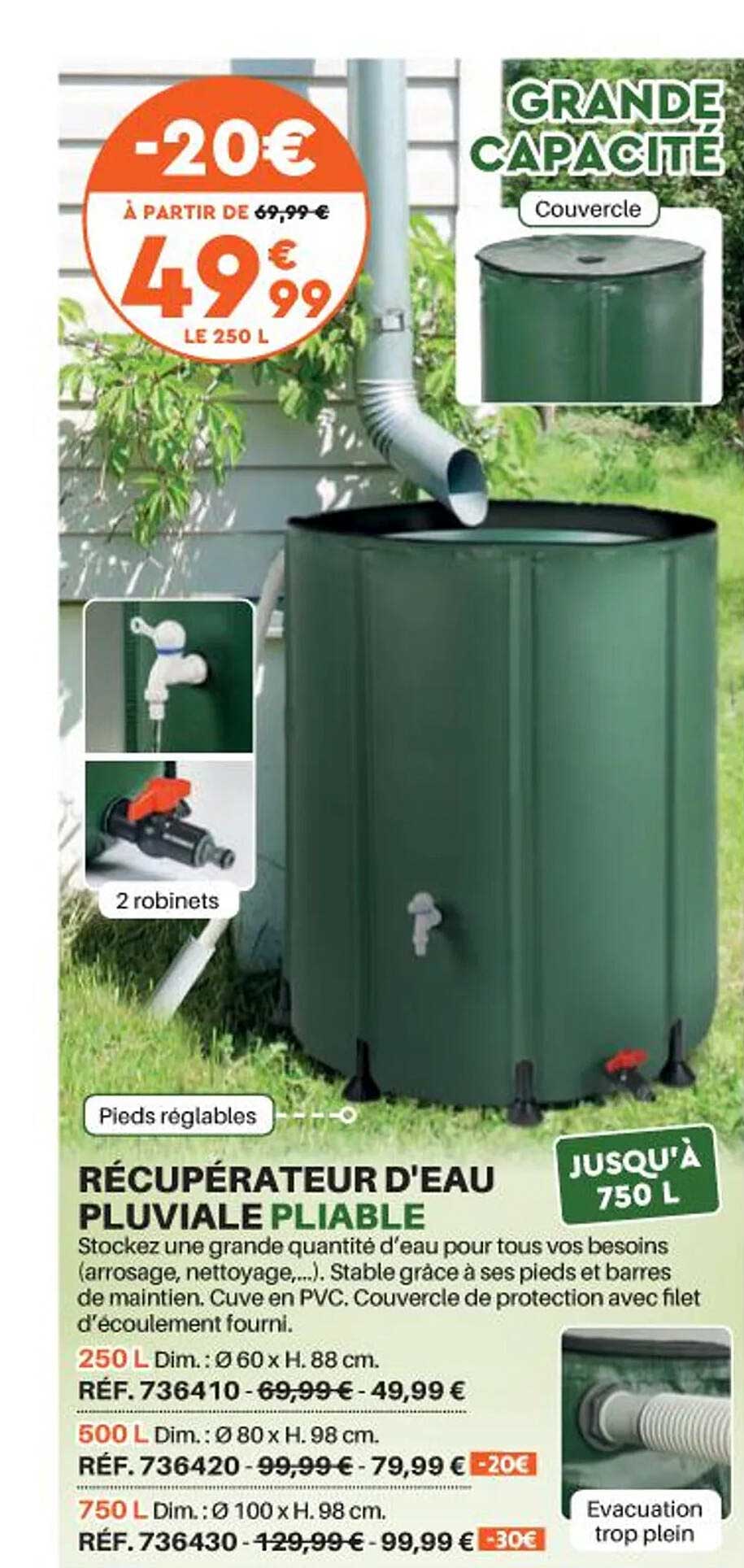 récupérateur d'eau pluviale pliable