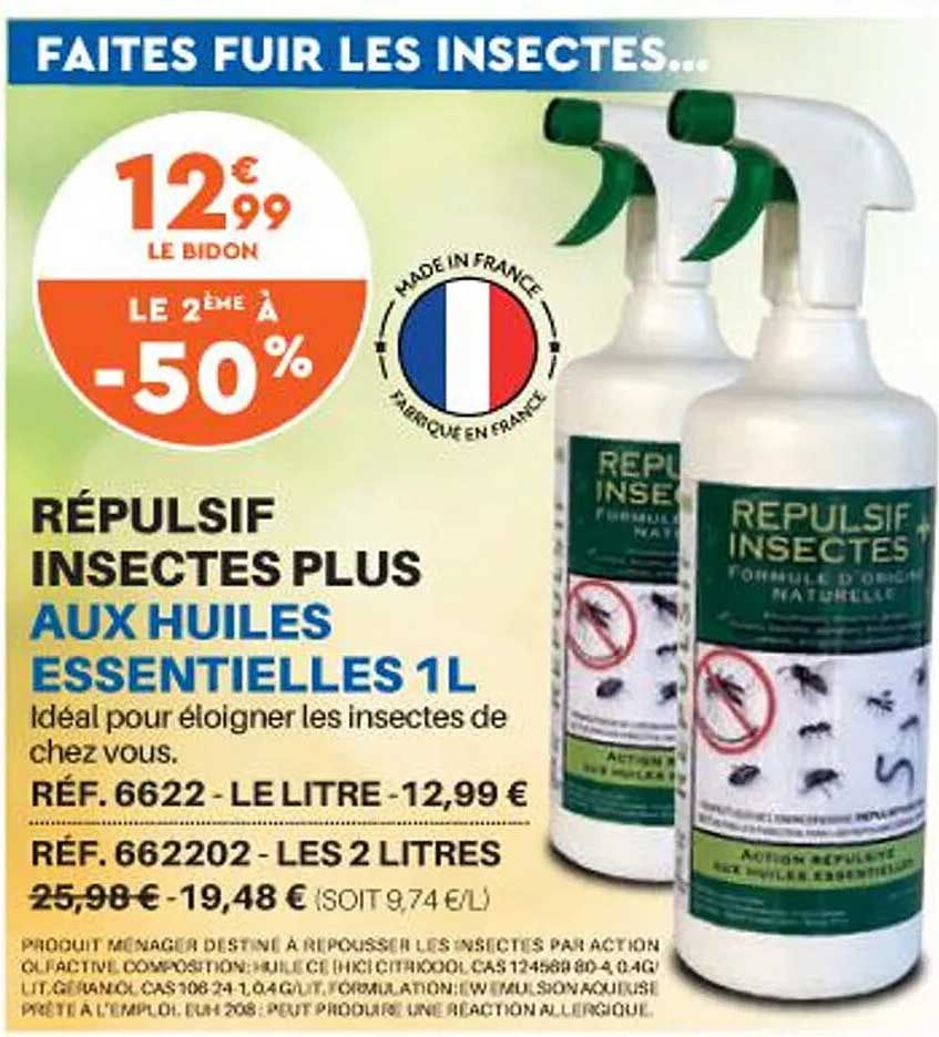répulsif insectes plus aux huiles essentielles 1l