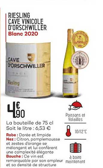 riesling cave vinicole d'orschwiller blanc 2020